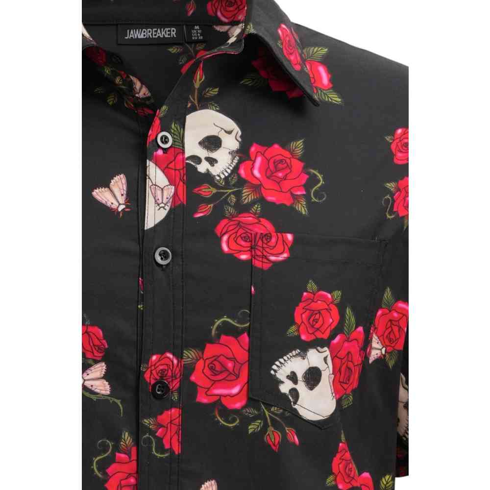 Jawbreaker - Skull And Rose Print Shirt Chemisier - Noir